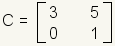 2x2 elementos que contienen 3, 5, 1, 0 de la matriz C