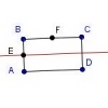Rectángulo ABCD con la recta a través del perpendicular de E al AB.