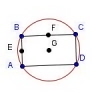Rectángulo ABCD con un circunferencia con el centro G y el radio GA.