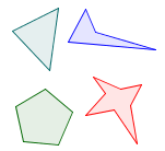A variety of polygons, each having straight sides.