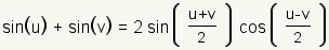 pecado (u)+sin (v)=2sin ((u+v)/2) lechuga romana (/2) (ultravioleta)