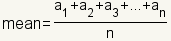 mean=(a1+a2+a3+..an)/n