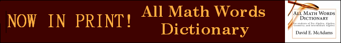 Coming soon! All Math Words Dictionary and Study Guide