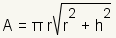 Raíz de A=pi*r*square (r^2+h^2)