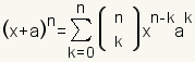 n=sum de k=0 a n (elija (n, k) el a^(k) del x^ (n-k))