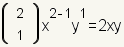 choose(2,1)x^(2-1)y^1=2xy