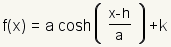 f (x)=a*cosh ((x-h) /2)+k