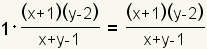 1*(x-1+y)/((x+1)(y-2))=(x-1+y)/((x+1)(y-2))