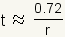 t=0.72/r