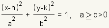 (x-h)^2/(a^2)+ (y-k)^2/b^2=1, a>b>0