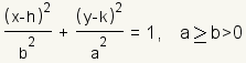 (y-k)^2/(a^2)+ (x-h)^2/b^2=1, a>b>0