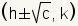 (h + square root of c,k), (h - square root of c,k)