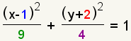 (x-1)^2/9+(y+2)^2/4=1