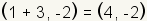 (1+3, - 2) = (4, - 2)