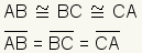 longitud de AB = longitud de BC = longitud del AC.