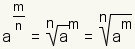 a^ (m/n)= (nth raíz de a) a la mth raíz del power=nth de (<var>a</var> a la <var>m</var>th exponente)