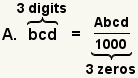 A.bcd=Abcd/1000