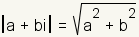 |a+bi|raíz del =square (a^2+b^2)