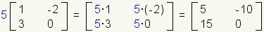 A matrix being multiplied by the scalar 5.