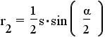 r2 = (1/2)*s*sin(alpha/2)