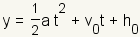 y= (el 1/2) at^2+v0t+h0