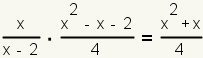 x/(x-2))*((x^2-x-2)/4) = (x^2+x)/4