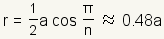 *a*cos del r= (el 1/2) (pi/n) sobre 0.48a