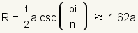 *a*csc del r= (el 1/2) (pi/n) sobre 1.62a