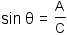 sin theta = A/C