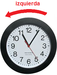 Reloj con la flecha que señala a la izquierda.