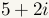 Absolute value of 5+2i equals the square root of 5 squared plus 2 squared.