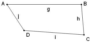 Quadrilateral showing adjacent sides and angles