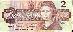 A Canadian two dollar bill