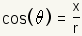 cos(theta)=x/r