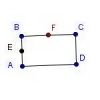 Rectángulo ABCD con el punto medio D del segmento BC.