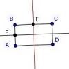 Rectángulo ABCD con la recta a través del perpendicular de F a BC.