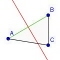 ABC del triángulo con bisectriz perpendicular del lado AB.