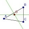Triangle ABC with intersection of the perpendicular bisectors labeled point D.