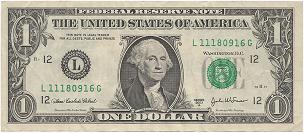 A U.S. one dollar bill