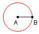 Construct a circle with center at A and radius AB.