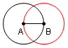 Construct a circle with center at B and radius AB.