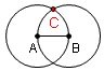 Label an intersection of the two circles C.