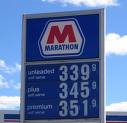 Sign advertising gasoline prices.
