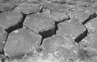 Hexagonal basalt formation polished by a glacier.