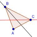 Triángulo ABC con el bisectriz de un ángulo para el ángulo BCA.
