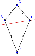 Cometa del paso 2 con el bisectriz de un ángulo de CBD.