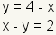 y=4-x, x-y=2