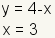 y=4-x, x=3