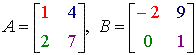 Two matrices with corresponding elements.