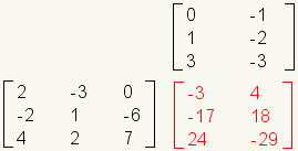 3x3 matrix multiplied by 3x2 matrix the result being a 3x2 matrix.